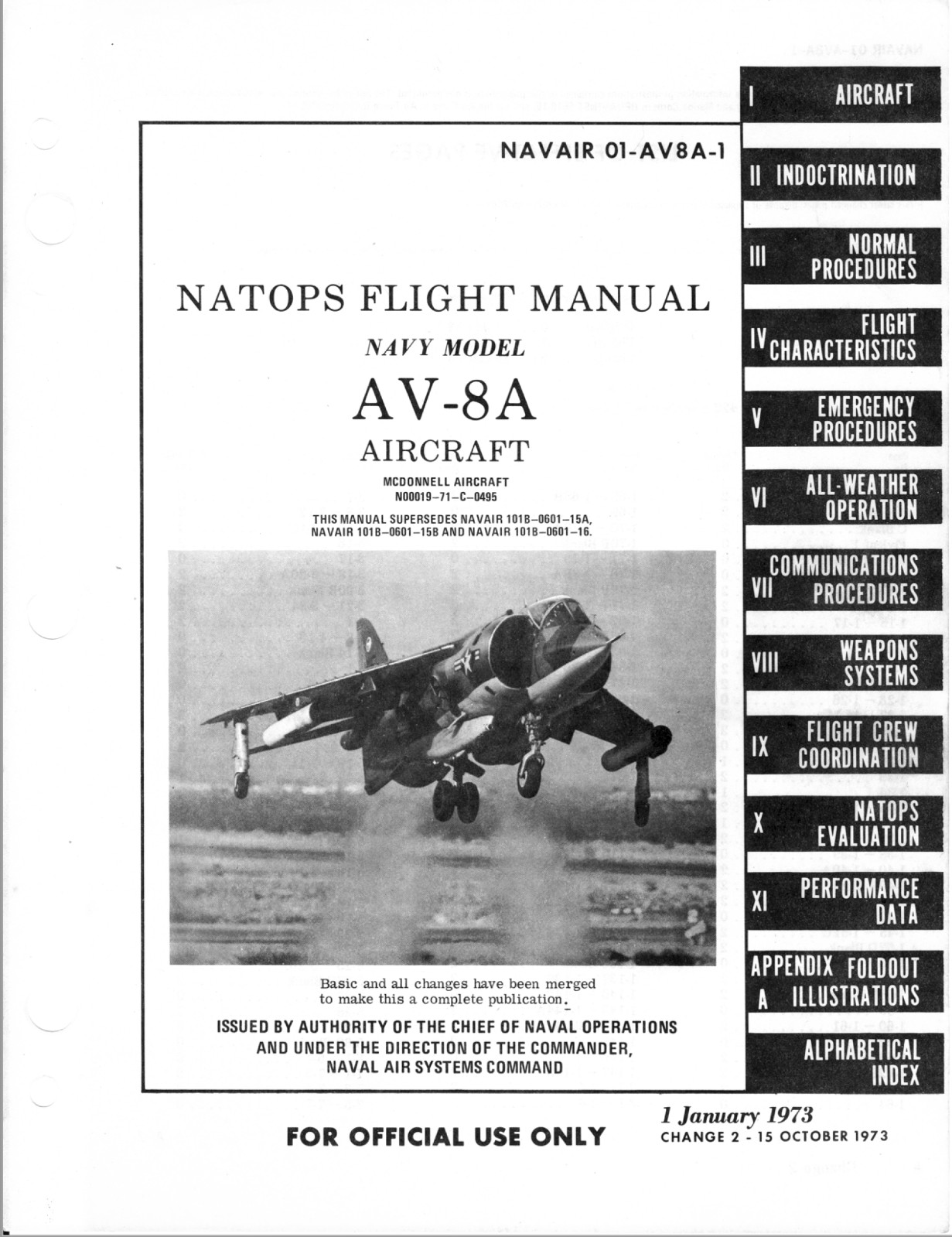 424 Page 1973 Hawker Siddeley AV-8A HARRIER NAVAIR 01-AV8A-1 Flight Manual on CD