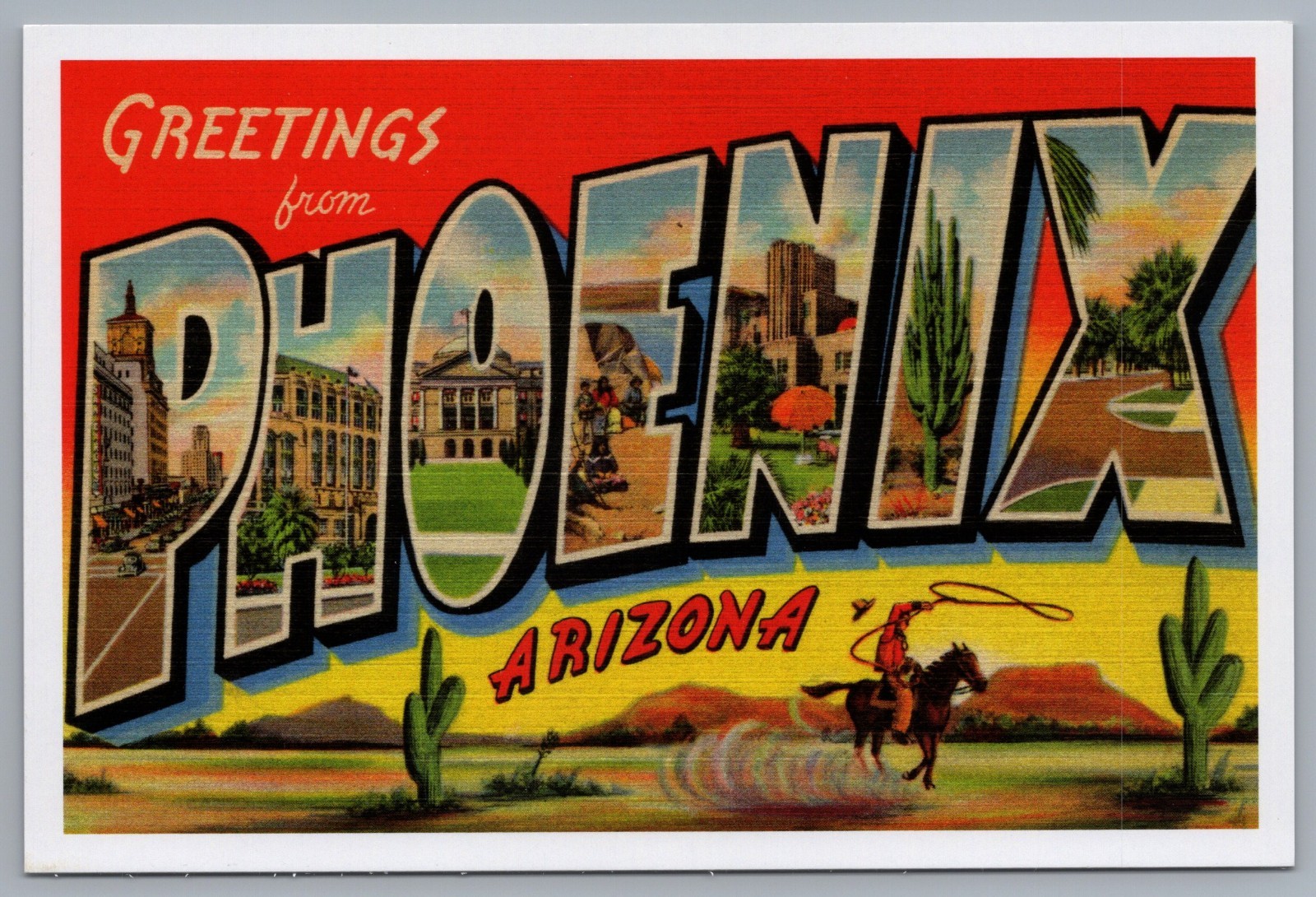 Greetings From Phoenix Arizona Large Letter Reproduction 4x6 Postcard