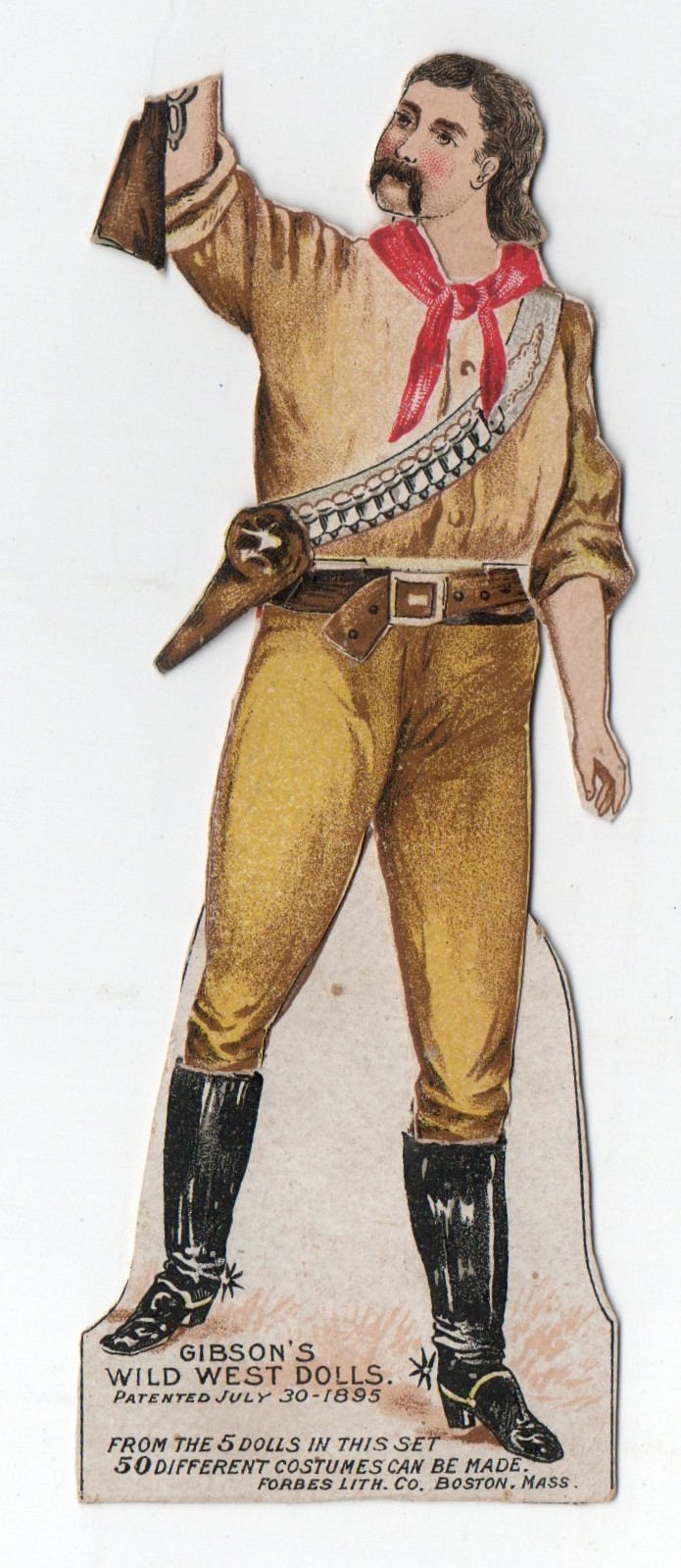 Antique 1895 Gibson's Wild West Paper Doll Cowboy Forbes Litho Boston Patented