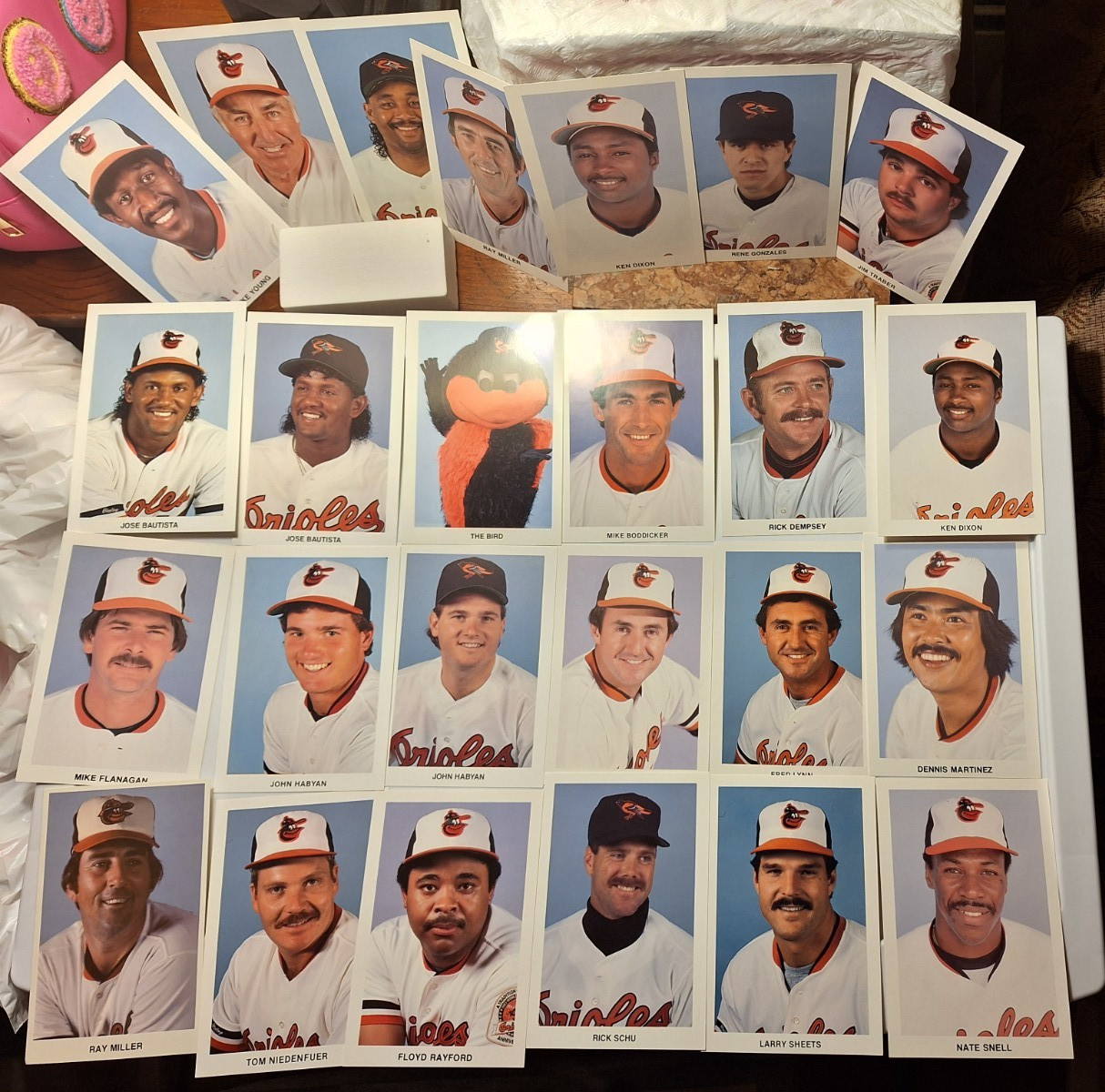 RARE SET 25 VINTAGE BALTIMORE ORIOLES BASEBALL TEAM PLAYERS LG COLOR PHOTO CARDS