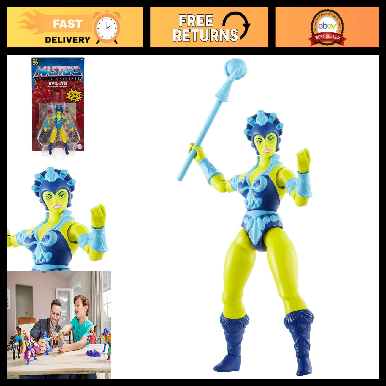 Masters of The Universe Origins Evil-Lyn 5.5-in Action Figure, Battle Figure for