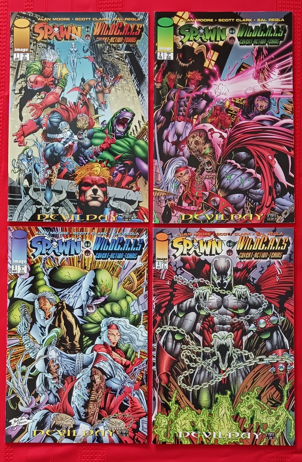 Spawn / WildC.A.T.S #1-4, Alan Moore, Complete Set, Image Comics 1996 VF/NM