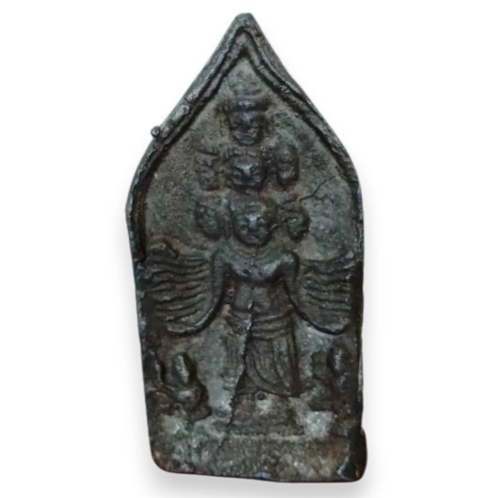 Senju Antique Japanese Bronze Kannon Plate Buddhist Relief Sahasrabhuja 2.5 inch