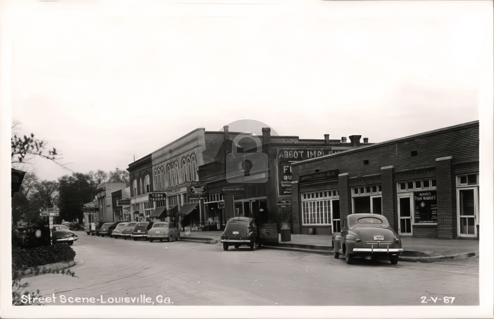 Louisville GA Street Scene Cars Storefronts Cline #1 RPPC Photo Postcard COPY