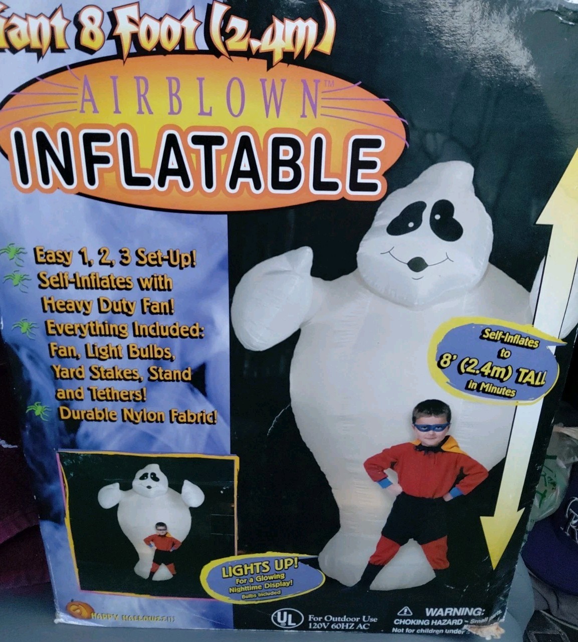Vintage 2002 Gemmy Airblown Inflatable 8FT Lighted Ghost Halloween Yard Decor