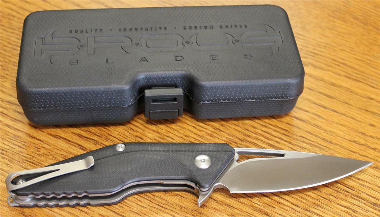 Brous Blades Mini Division Flipper Knife Satin D2 Steel Black G10 PROTOTYPE COA