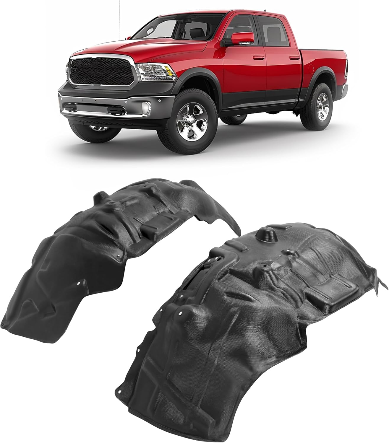 Front Pair Fender Liner Inner Panel Compatible with 2009-2024 Dodge Ram 1500 Cla