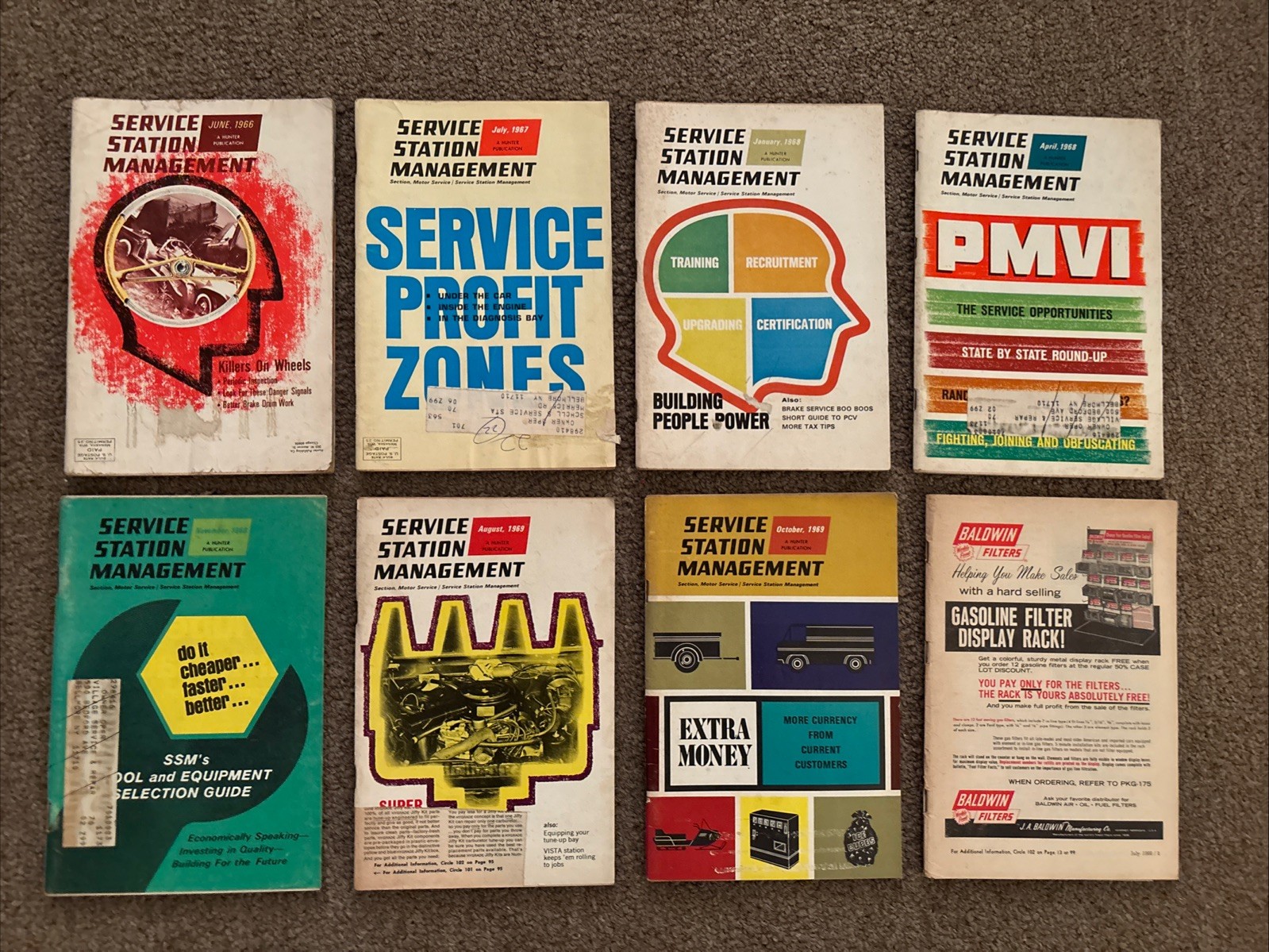 Lot of 7 Vintage Service Station Management Magazines 1966-1969 Gas Station Auto
