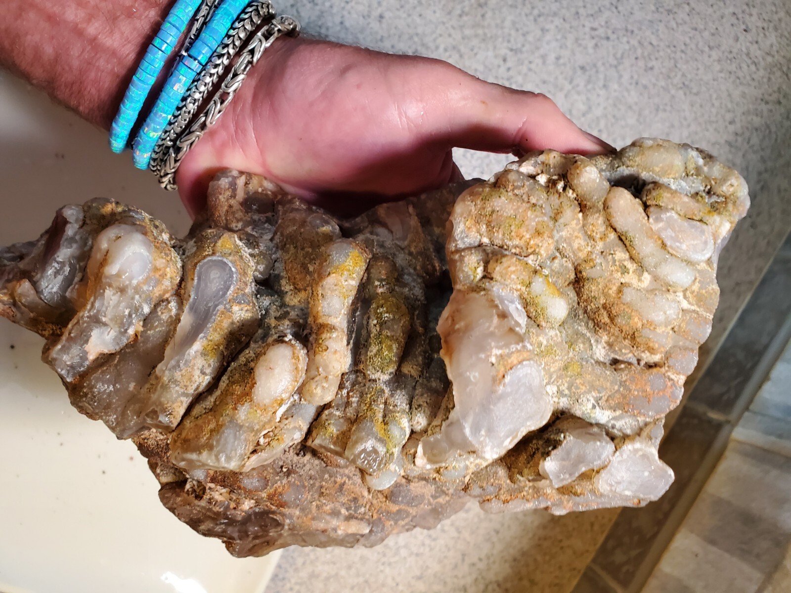 AA++ San Carlos Banded Druzy Bullseye Tube Stalactite Agate Mexico 2231g 