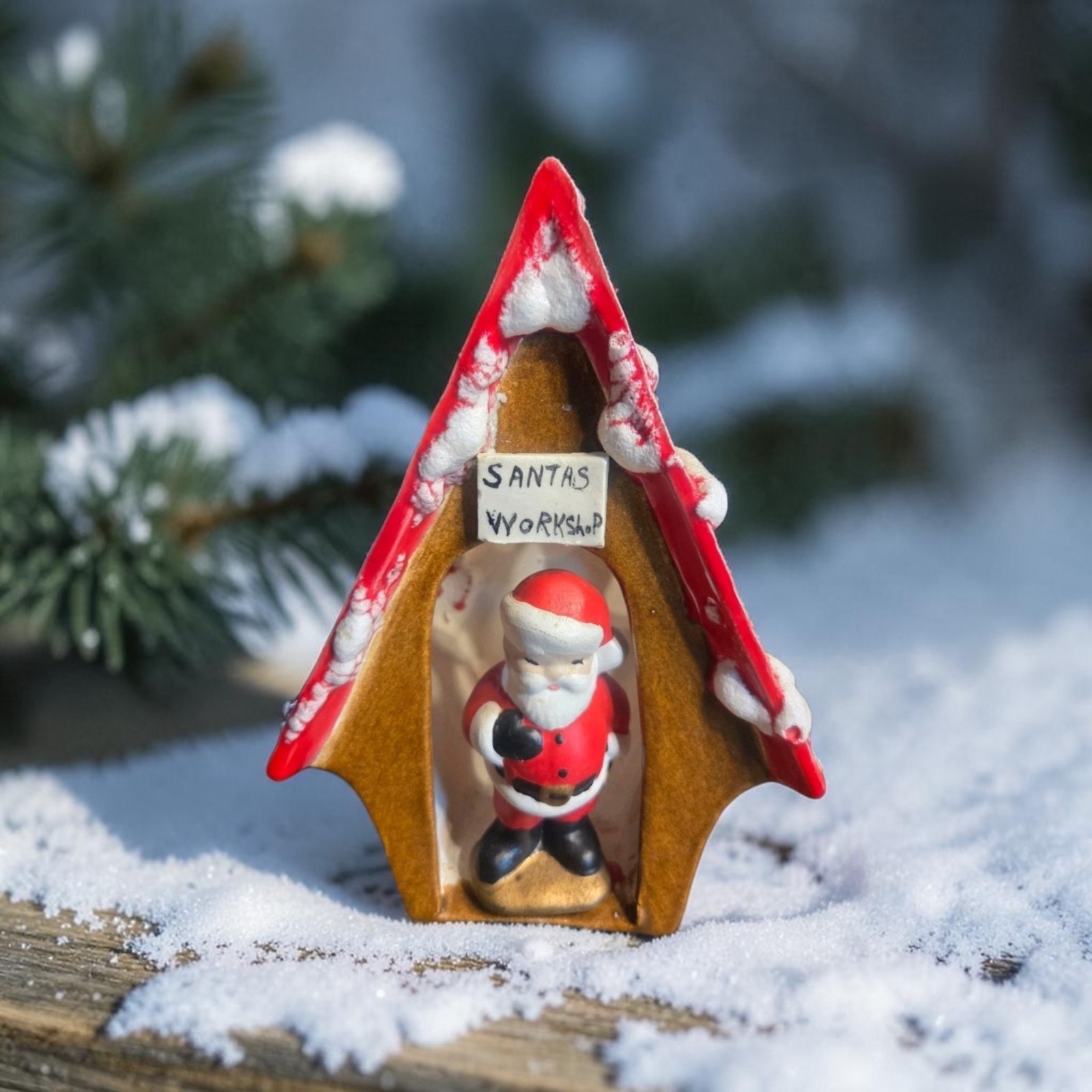 Vtg Christmas Ceramic Santa Figurine Workshop Holiday 7.25\