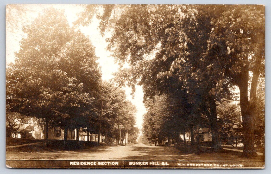 Dorsey Antique Illinois Postcard BUNKER HILL Residence Section 1918 RPPC