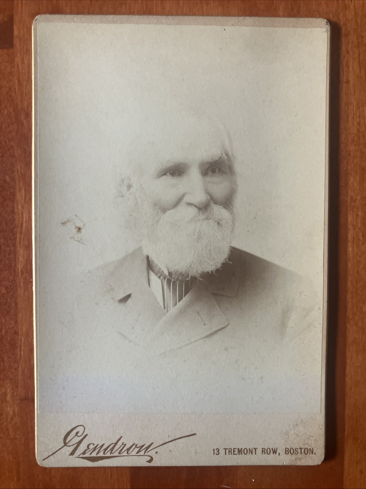 Elder Man With Big White Beard Man Antique Photo Cabinet Card Boston MA Gendrow