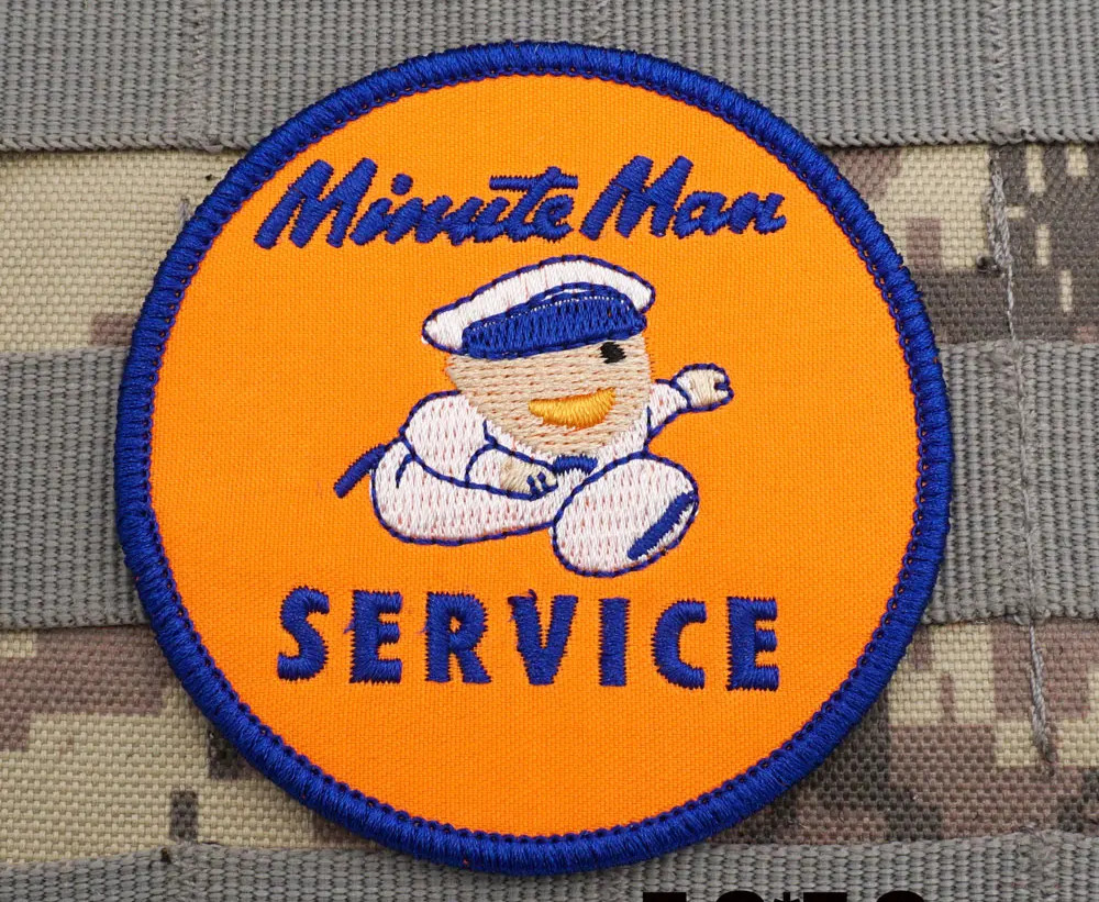 STRIKING VINTAGE STYLE UNION 76' MINUTE MAN SERVICE EMBROIDERED IRON-ON PATCH...