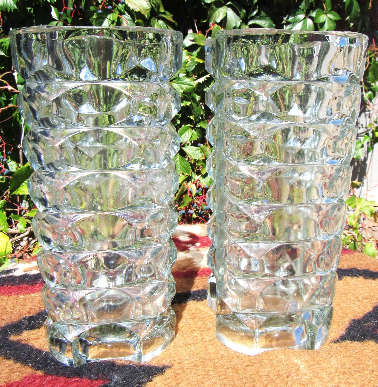 Pr Vintage French Luminarc Windsor Vases J.G. Durand 70's MCM Art Deco Mid Cent.