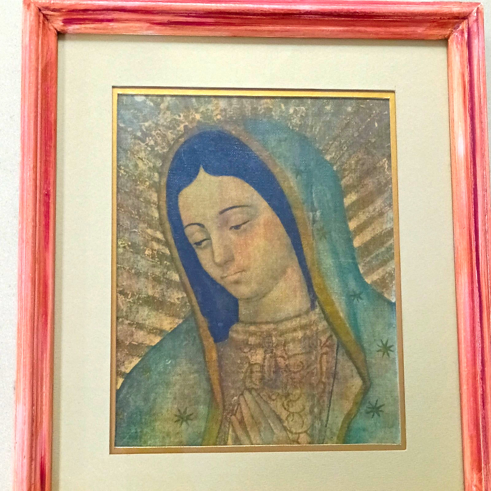 Vintage 1956 Our Lady of Guadalupe / Virgen de Guadalupe Framed Facsimile