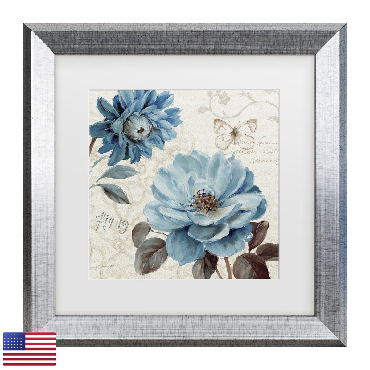 Trademark Fine Art Blue Note III By Lisa Audit, White Matte, Silver Frame