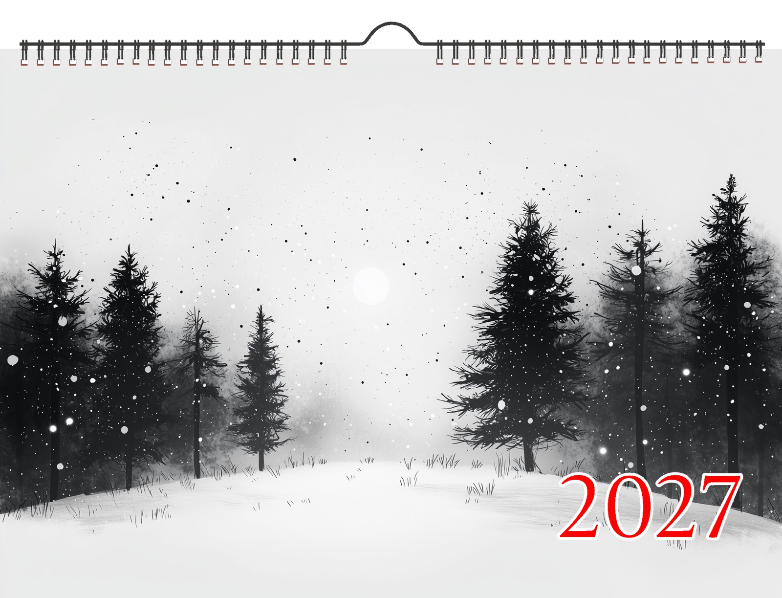 2027 Wall Calendar ~ Winter Silence: Serene Snowy Landscapes in Monochrome