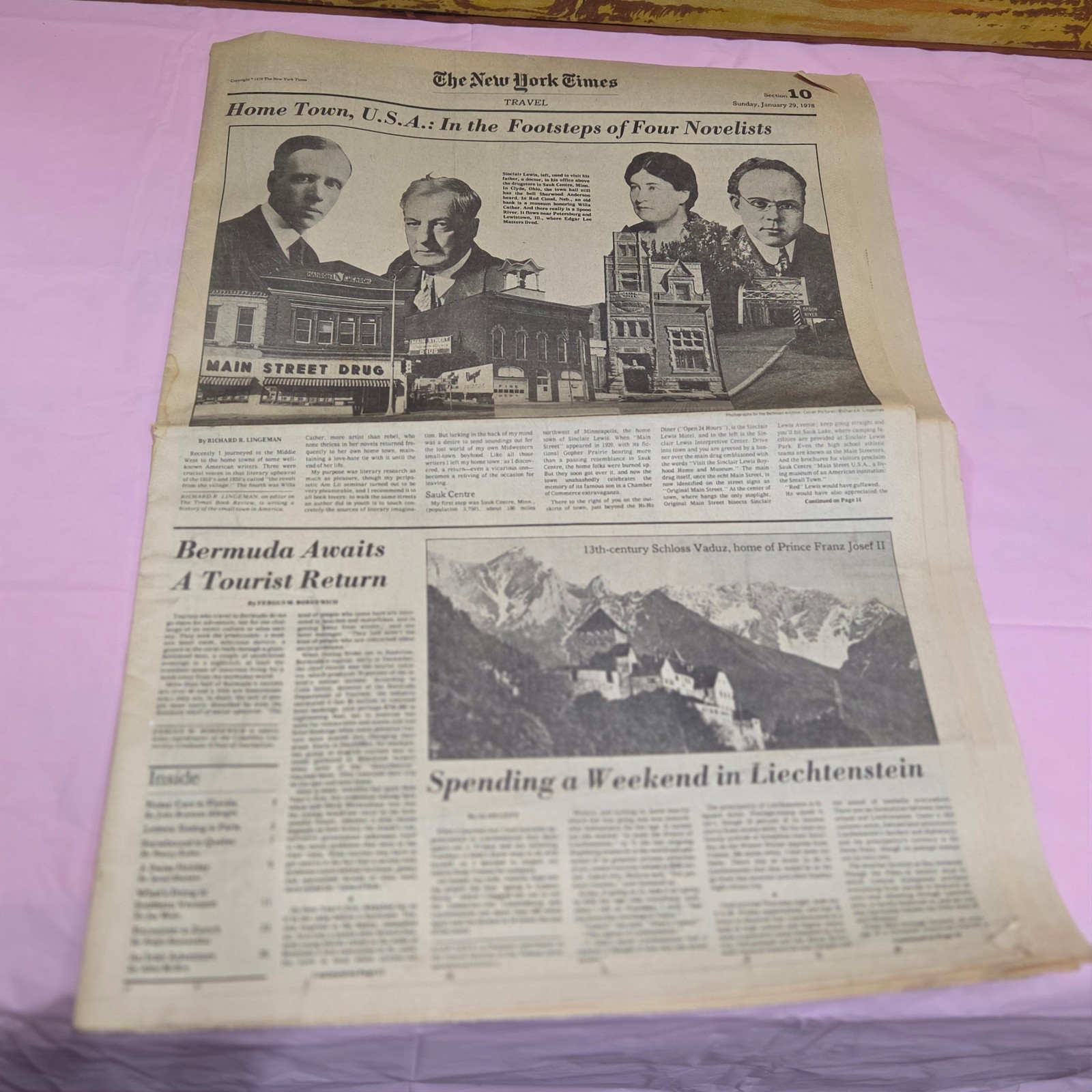 Vintage NY Times Jan 29 1978 Travel Section Four Novelists Feature
