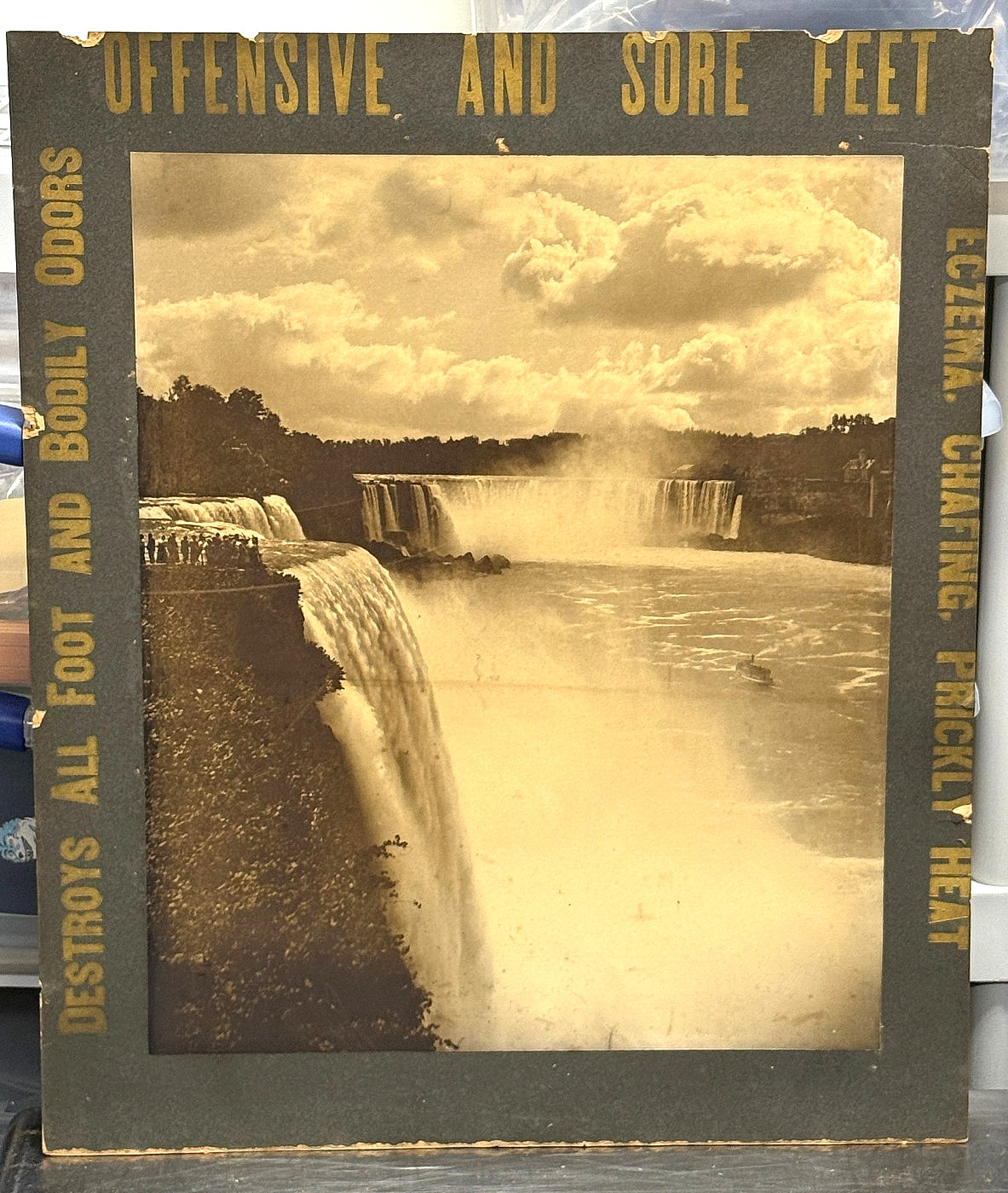 c 1880's RARE George Barker Niagara Falls NY Advertising Sign Medicine 20x24