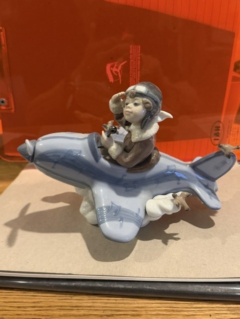 Lladro 5698 Don't Look Down Porcelain Figurine Airplane Retired - AS IS READ