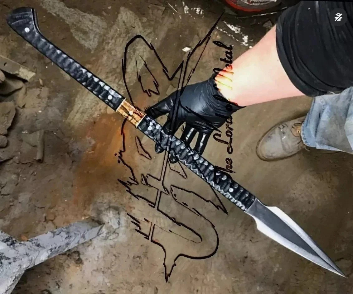 Custom Handmade D2 Steel Full Tang Hunting Viking Spear For Outdoor Camping