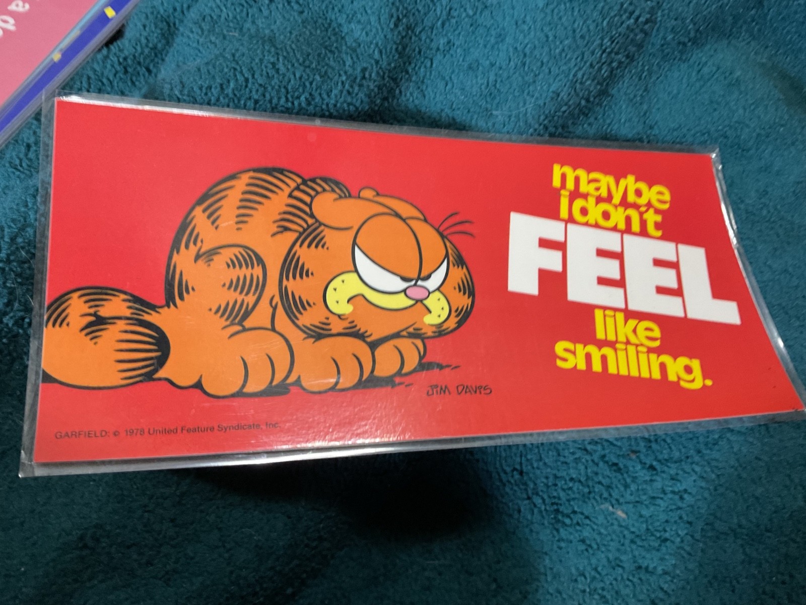 Vintage Garfield Bumper Stickersize laminated signs maybe I don’t feel like smil