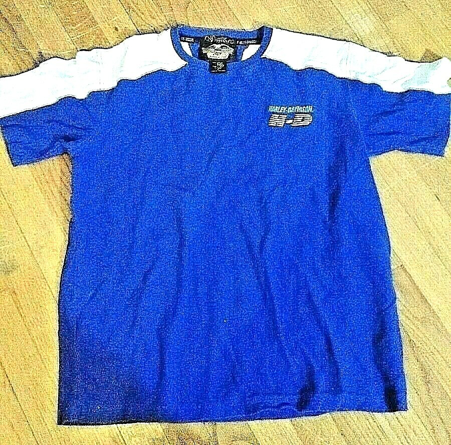 Rare Vtg Harley Davidson H*D Label Mens Lg Sweatshirt Cotton Blue Short Sleeve