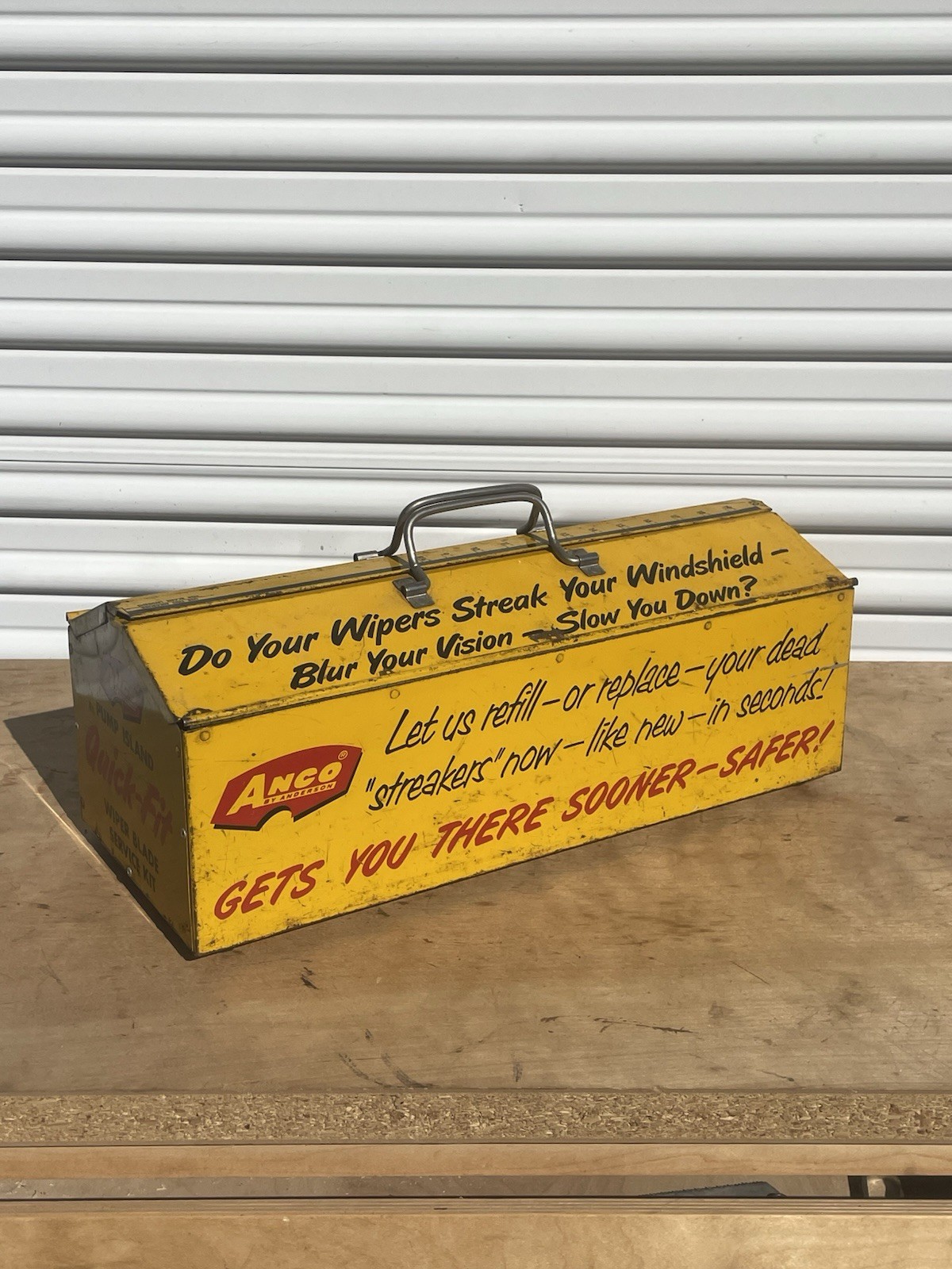 Vintage 1963 Anco by Anderson Pump Island Wiper Blade Service Kit Metal Tool Box
