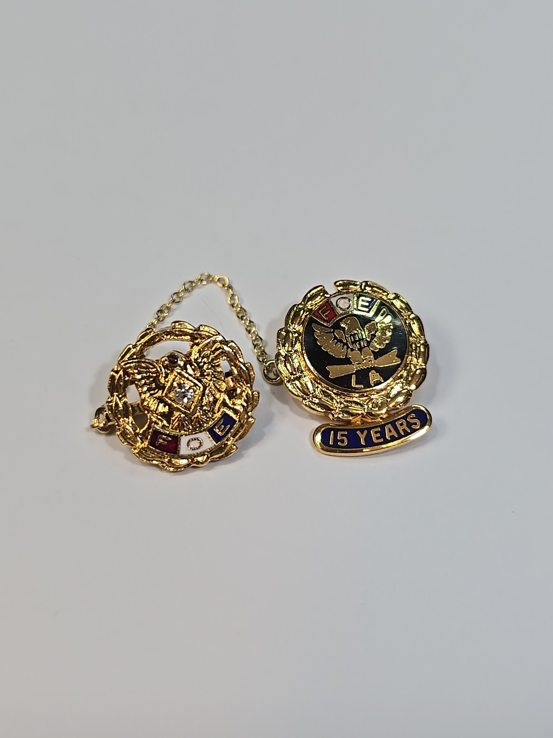 FOE LA 15 Year Double Frat Lapel Pin Fraternal Order  of Eagles Ladies Auxiliary