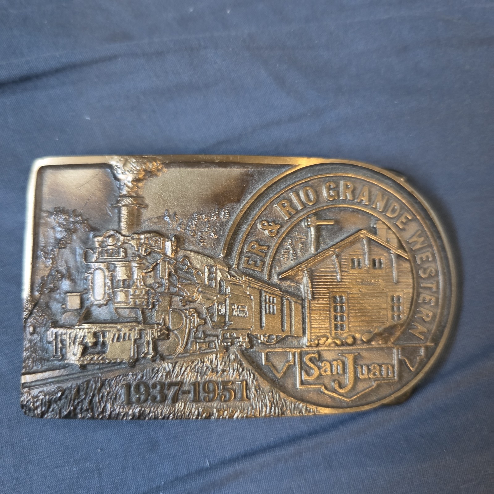ER& Rio Grande Western RR San Juan Colorado Solid Bronze Vintage Belt Buckle