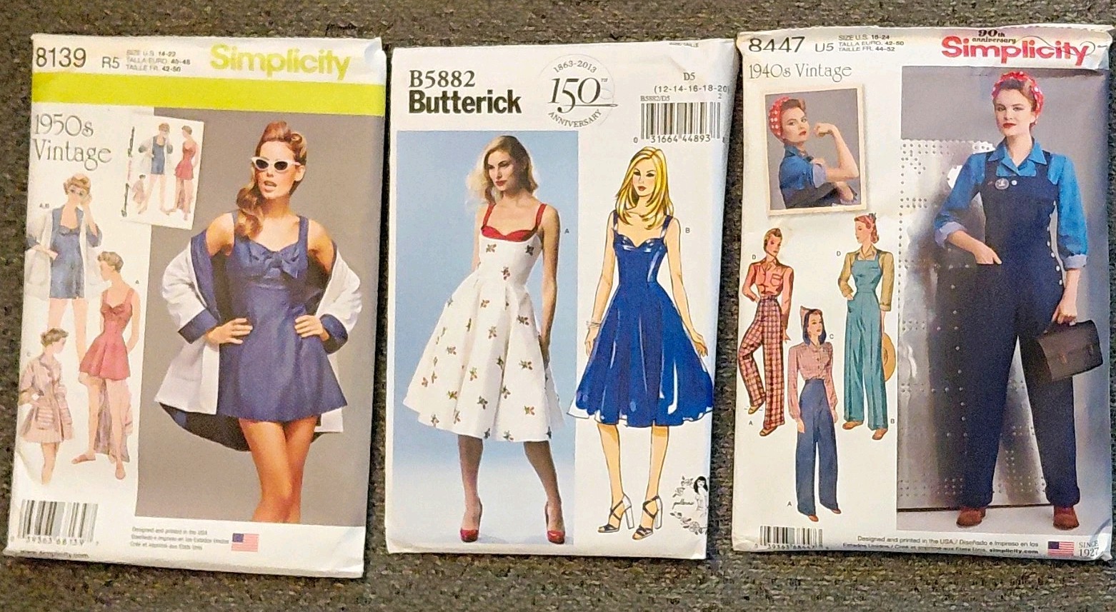 Simplicity Vintage Women's Dress Patterns Lot 3 8139 B5882 8477 L- XL Uncut