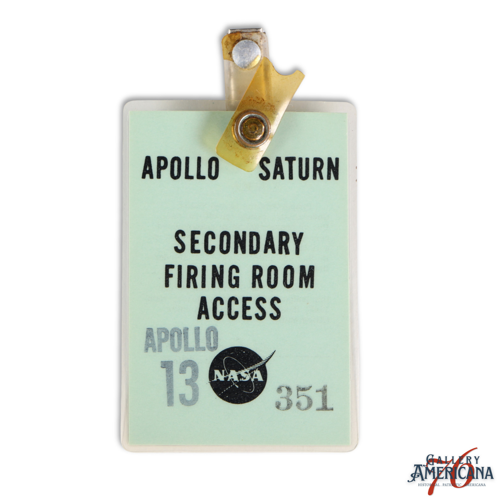1970 NASA Apollo 13 Secondary Firing Room Access Badge #351 Rare
