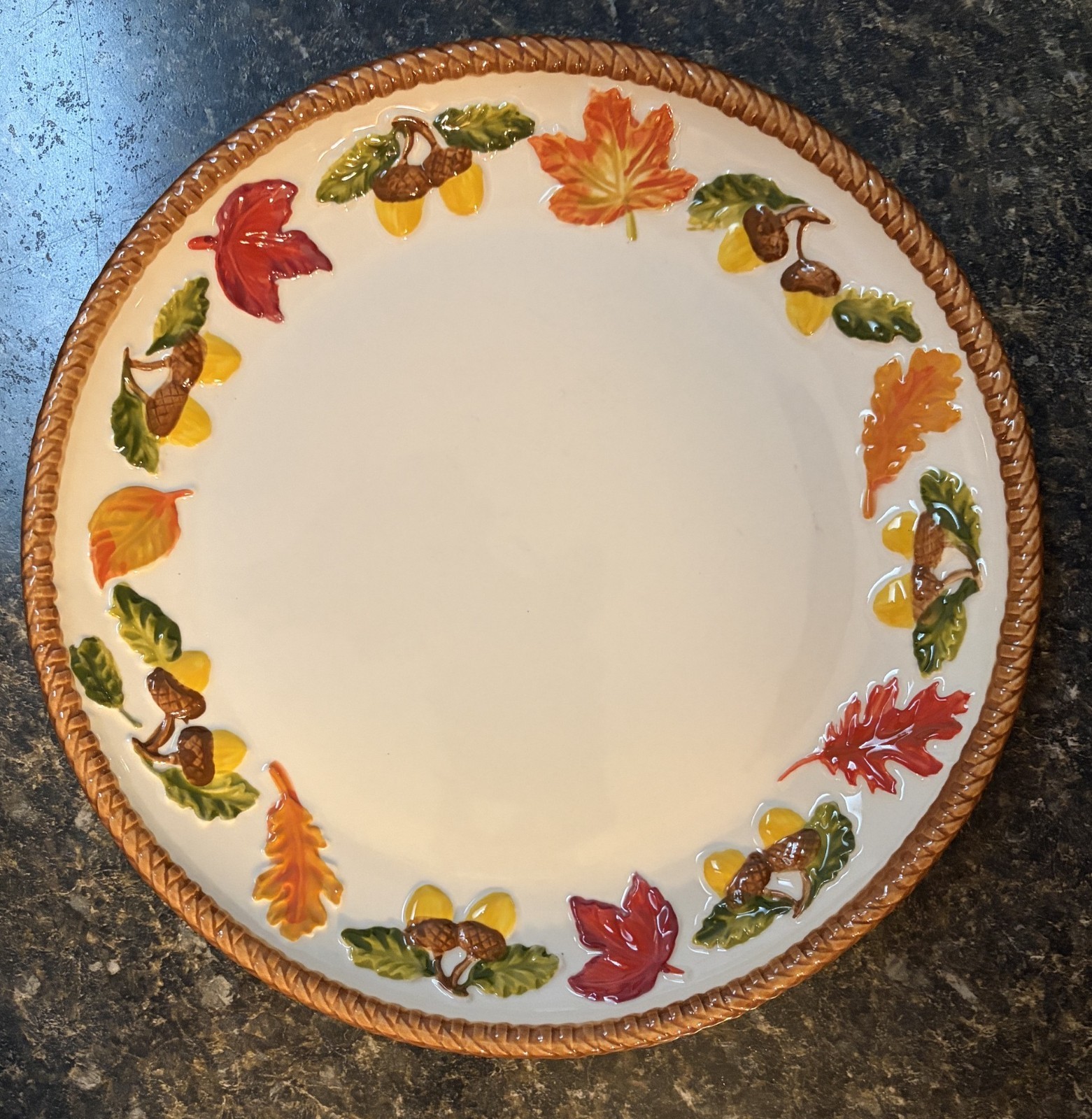 Temp-Tations by Tara Temptations Harvest  Dinner Plate Hand painted Embossed