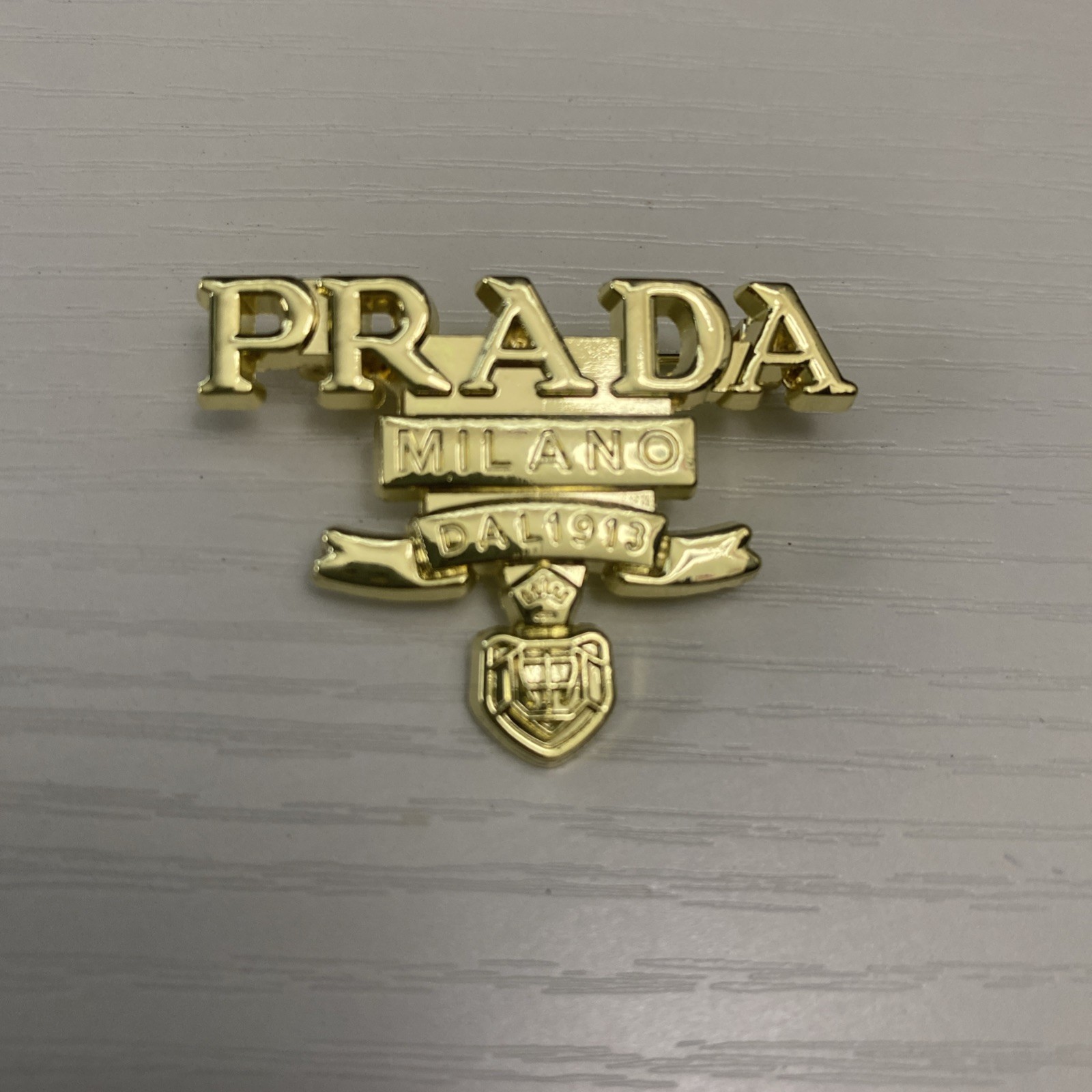 Beautiful Elegant Luxury Light Gold Colored Brooch By Prada