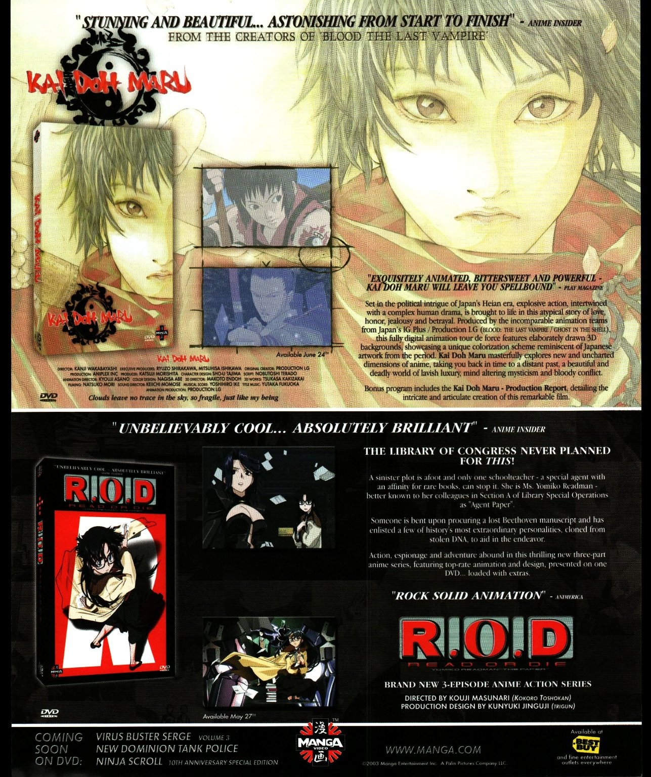 Kai Doh Maru R.O.D Read or Die Manga Video Anime Promo Print Vintage Ad 2003