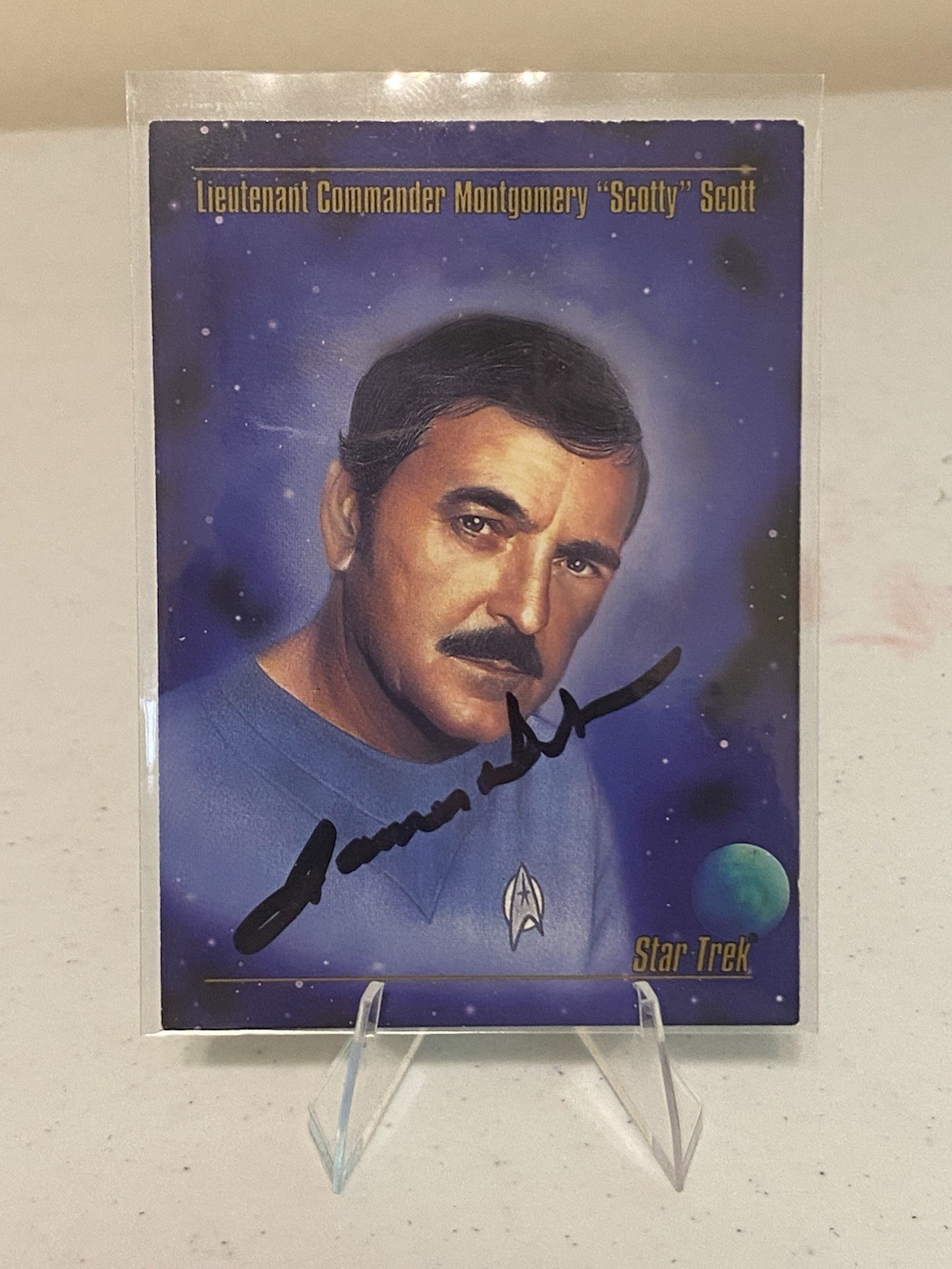 James Doohan Signed Raw 1993 Star Trek Skybox Scotty Lt. Comm. Montgomery Scott