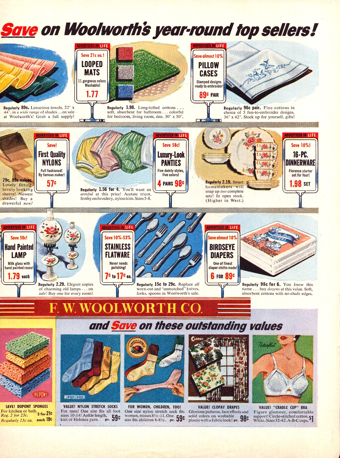 F. W. Woolworth Co. Sale Ad Prices Outstanding Values Vintage Print Ad 1956