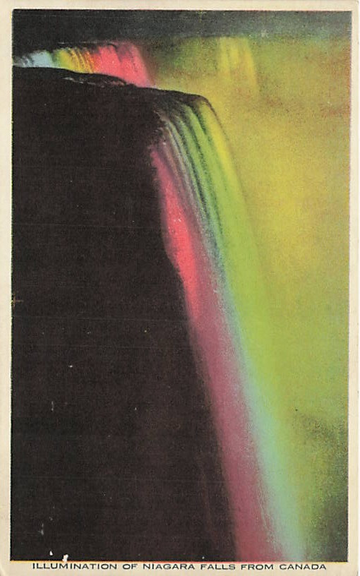 Postcard Canada: Illumination of Niagara Falls from Canada WB