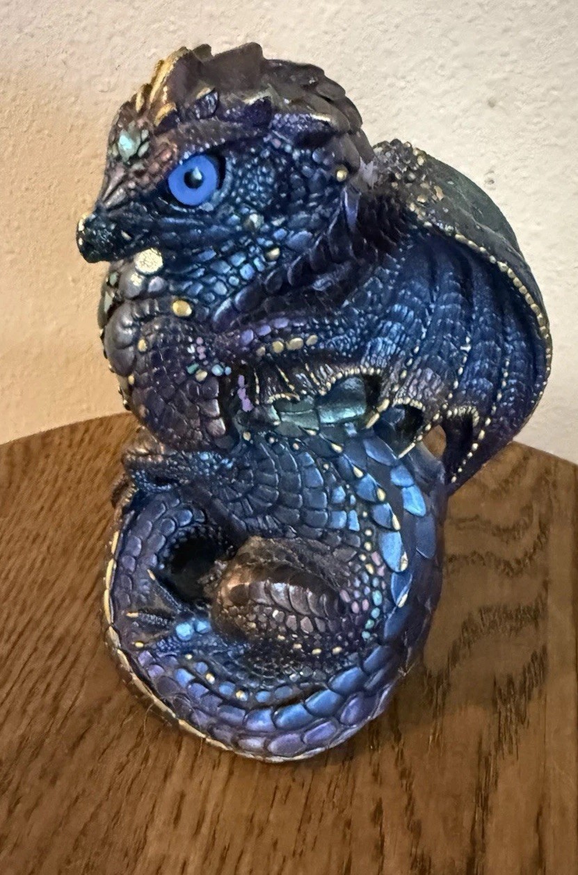 Vintage 1988 Windstone Editions Young Dragon Peacock Pena 6” Tall Retired