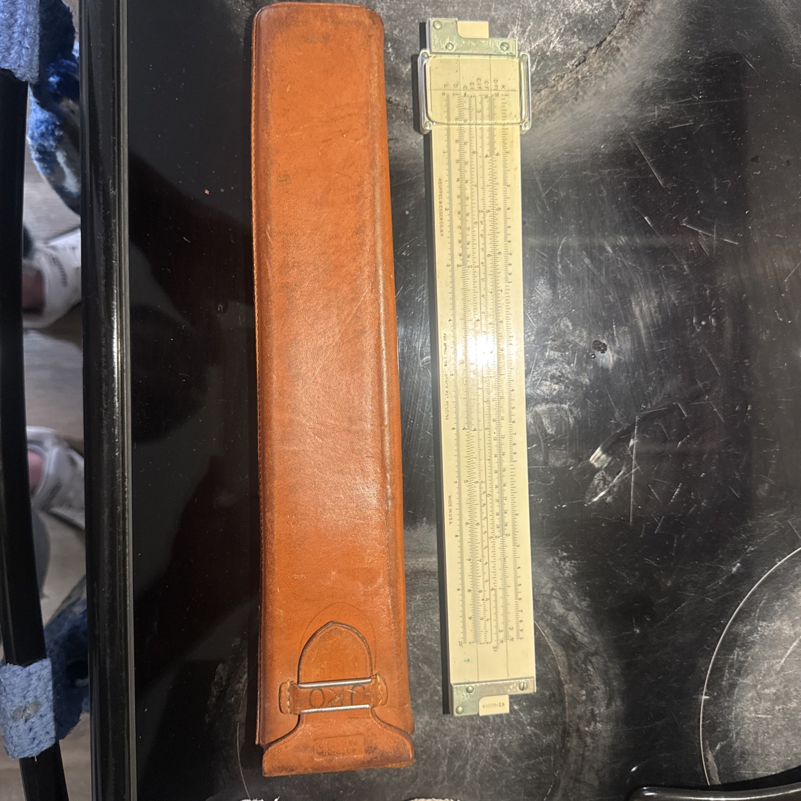 Antique Keuffel & Esser Co. Slide Ruler In Original Leather Case. Model 4083-3.