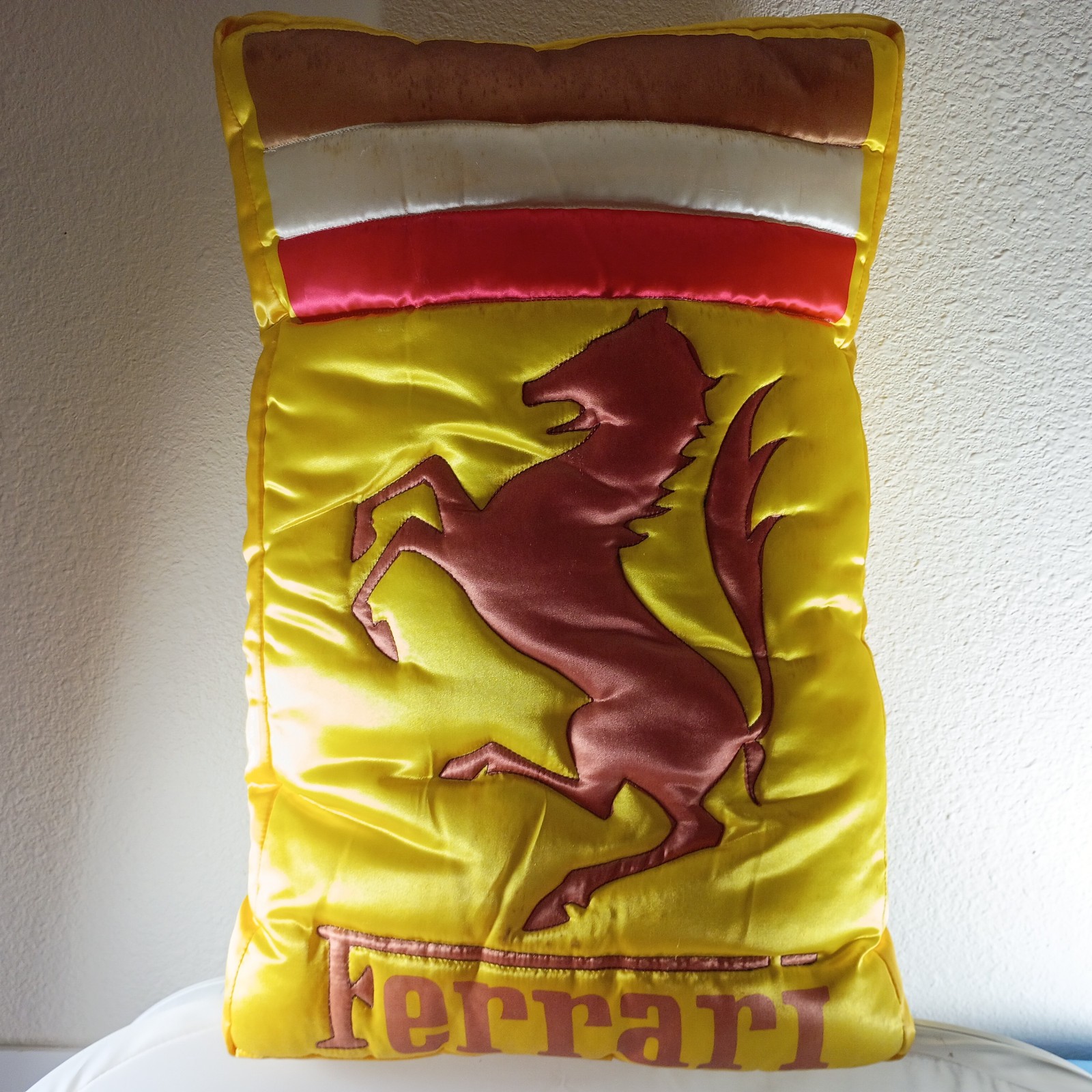 Vintage Yellow FERRARI Logo Pillow Italian RARE - 12\