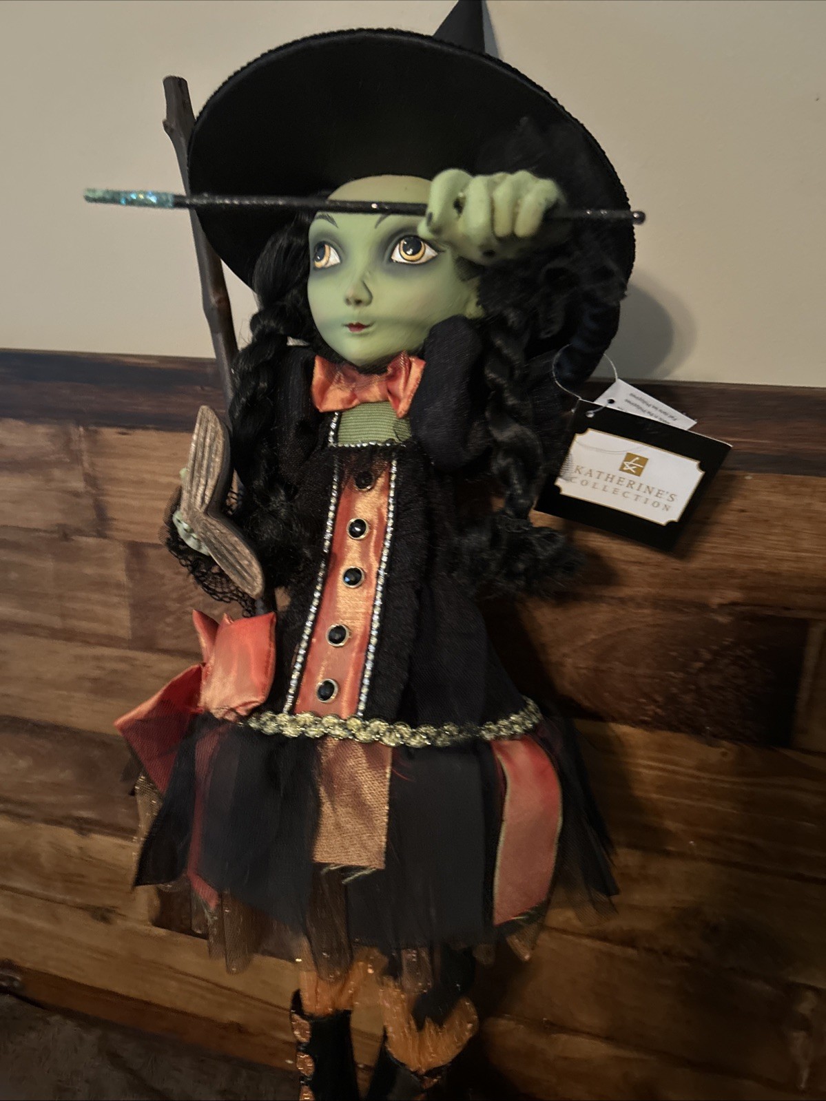 Katherine\'s Collection Halloween Witch 30” Doll Retired Spell Book Broom NWT
