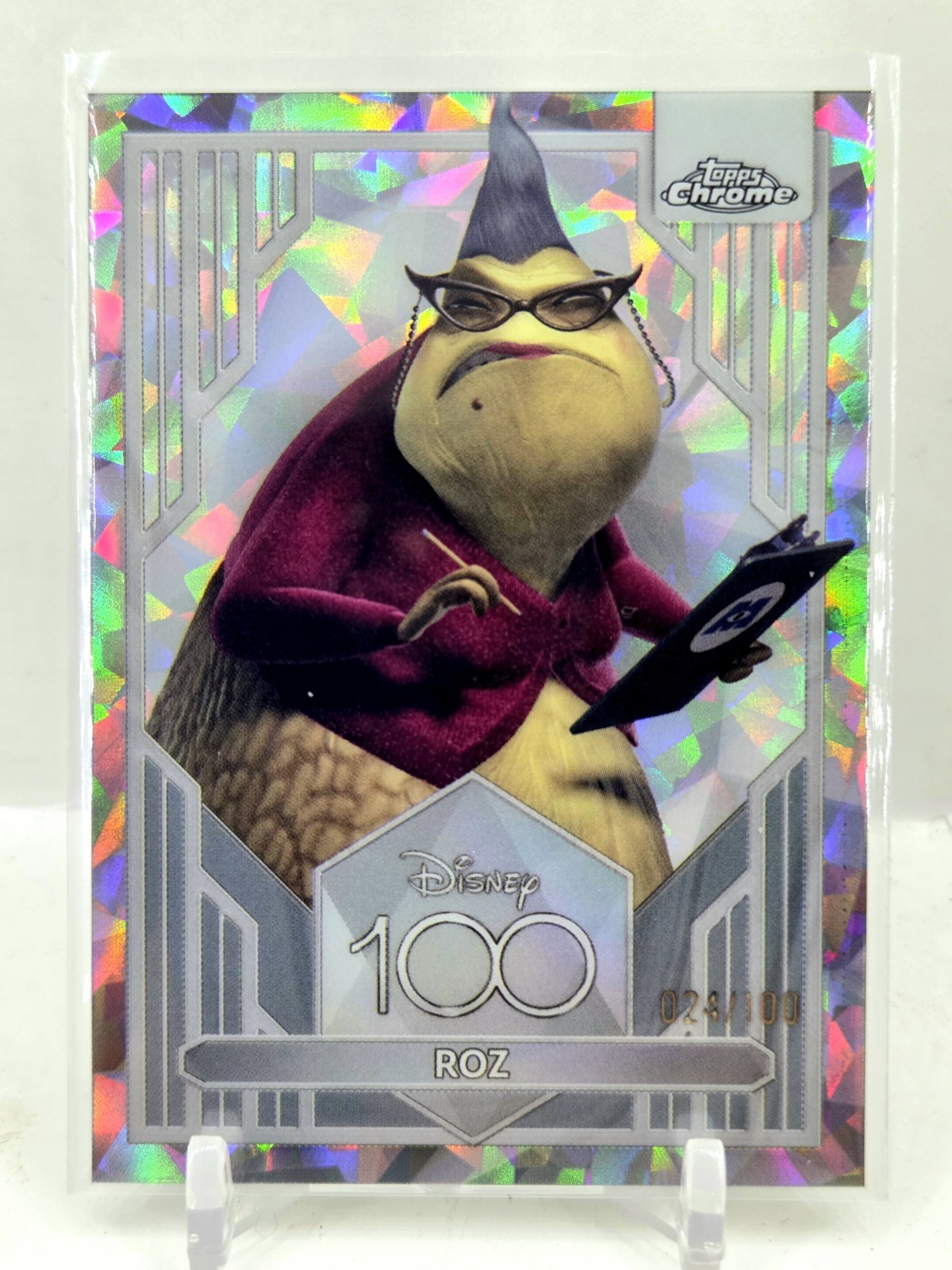 2023 Topps Chrome Disney 100 Years Roz Diamond Refractor 24/100 SP Monsters Inc