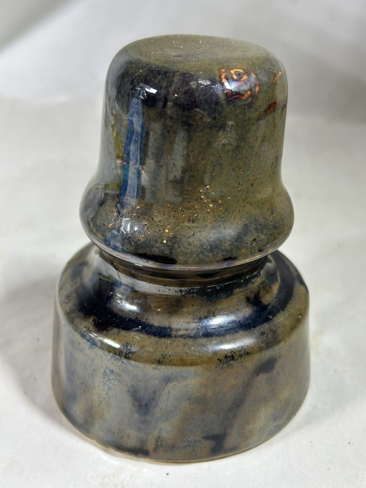Vintage Brown Glazed Porcelain Ceramic Electrical Insulator Telephone Pole