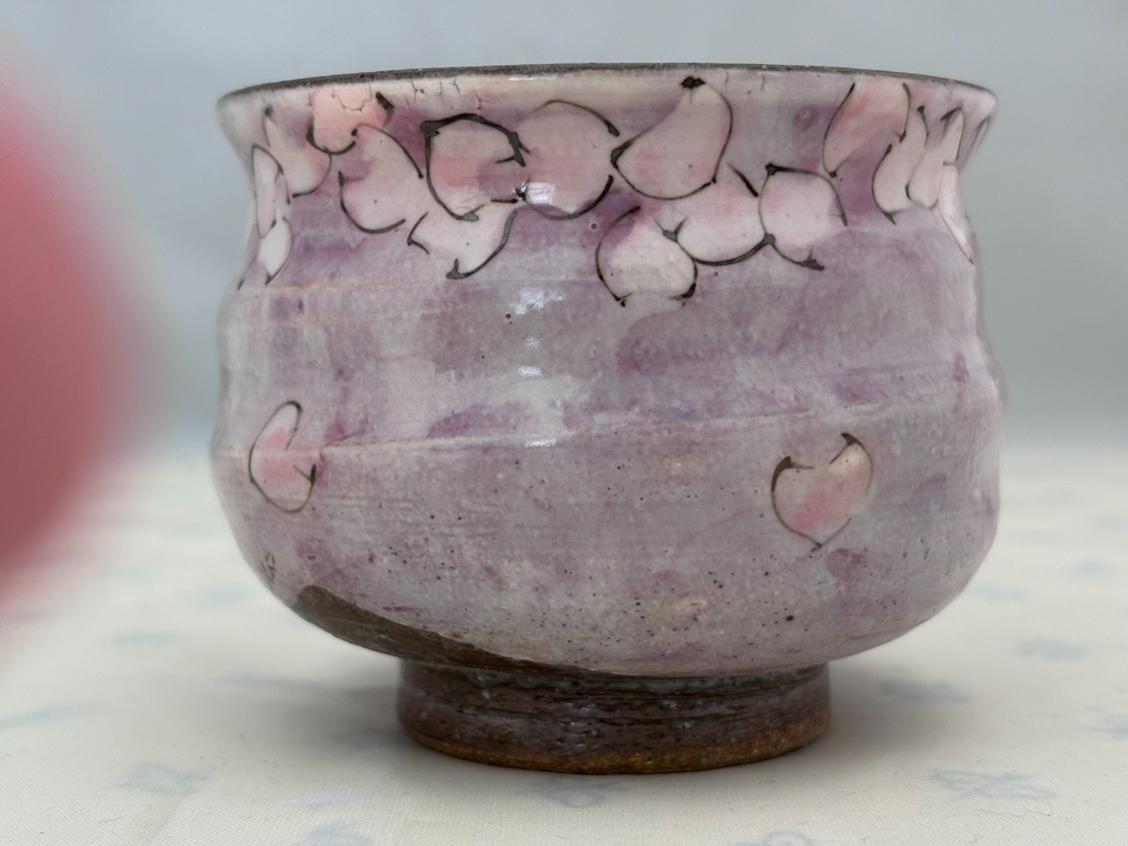 Higashi Takako Kutani Hana Sakura Matcha Chawan Bowl Signed Japan Pink