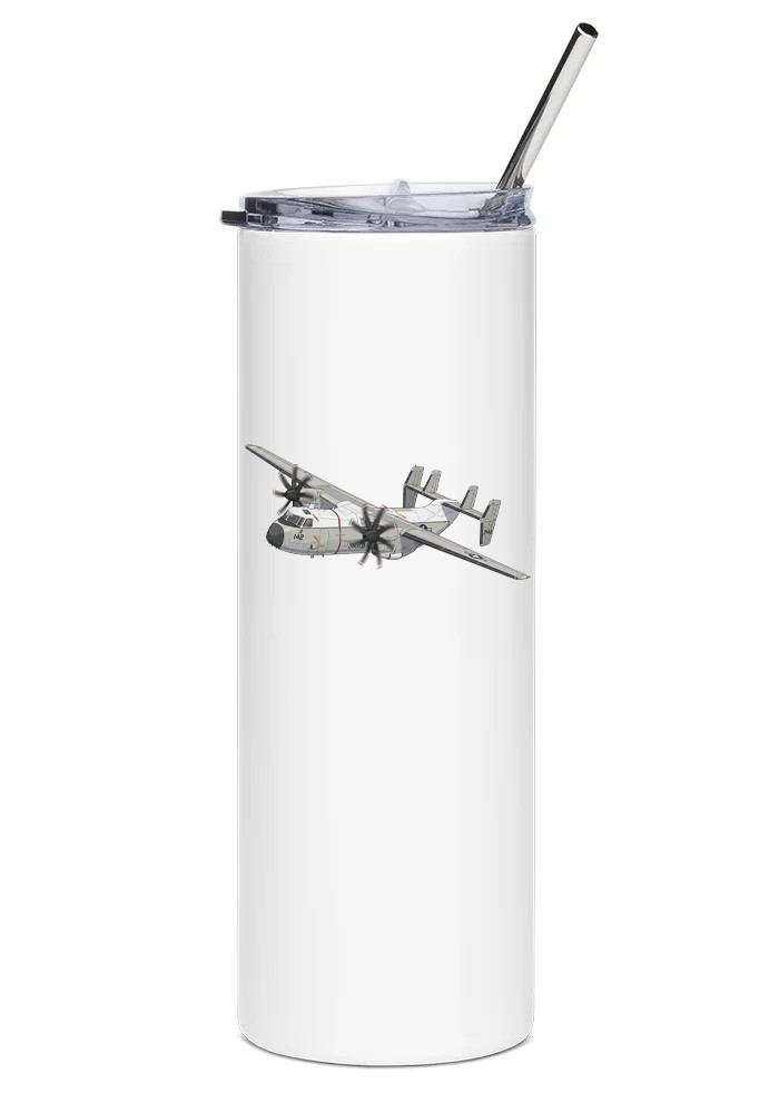 Grumman C-2 Greyhound Stainless Steel Water Tumbler with straw - 20oz.
