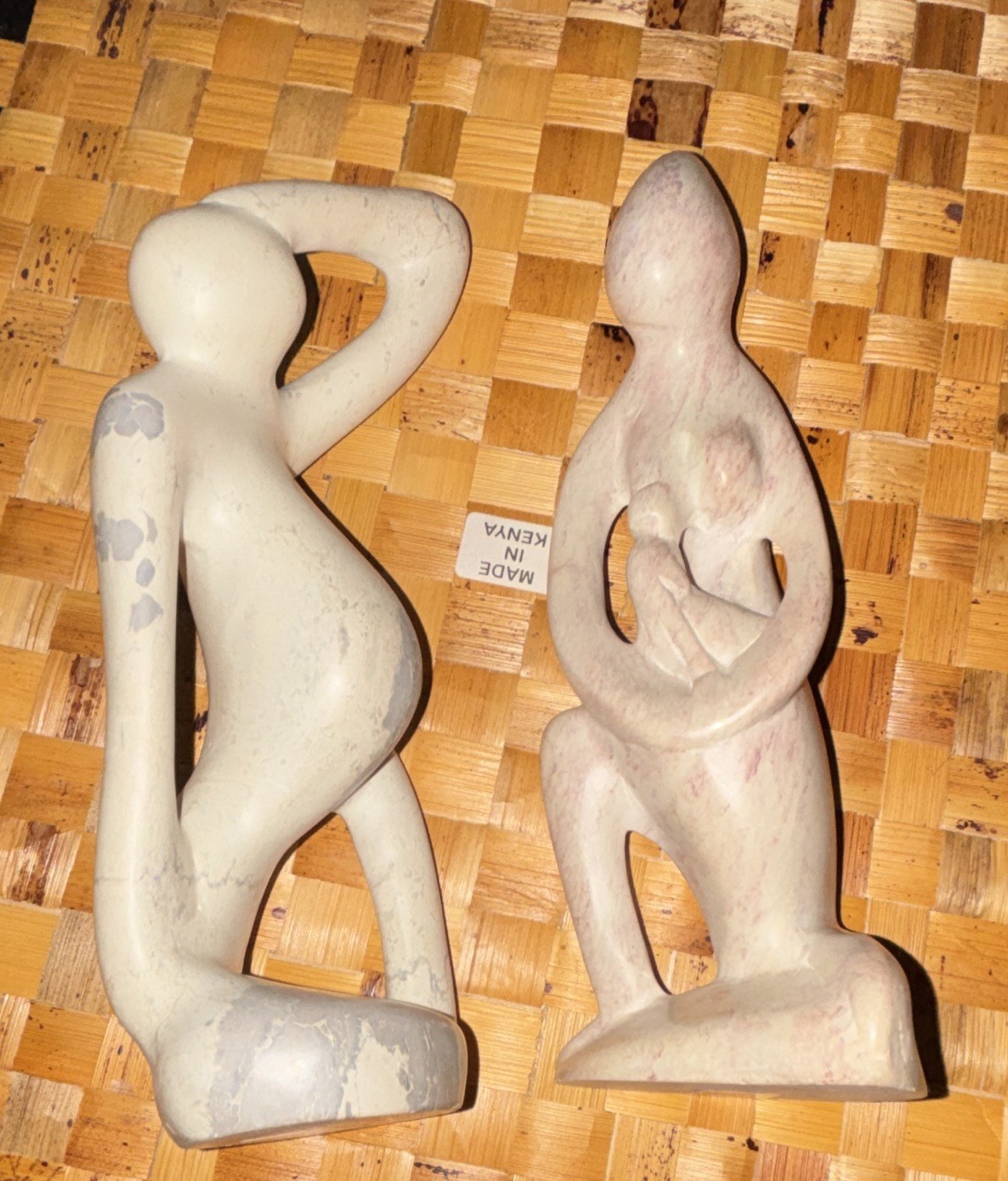 African Carved Soap Stone Pregnant Woman and Breastfeeding Mother Vintage