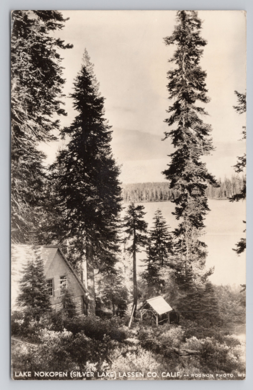 Rppc Lake Nokopen Silver Lake Lassen Volcanic National Park CA 1928 Cabin Trees
