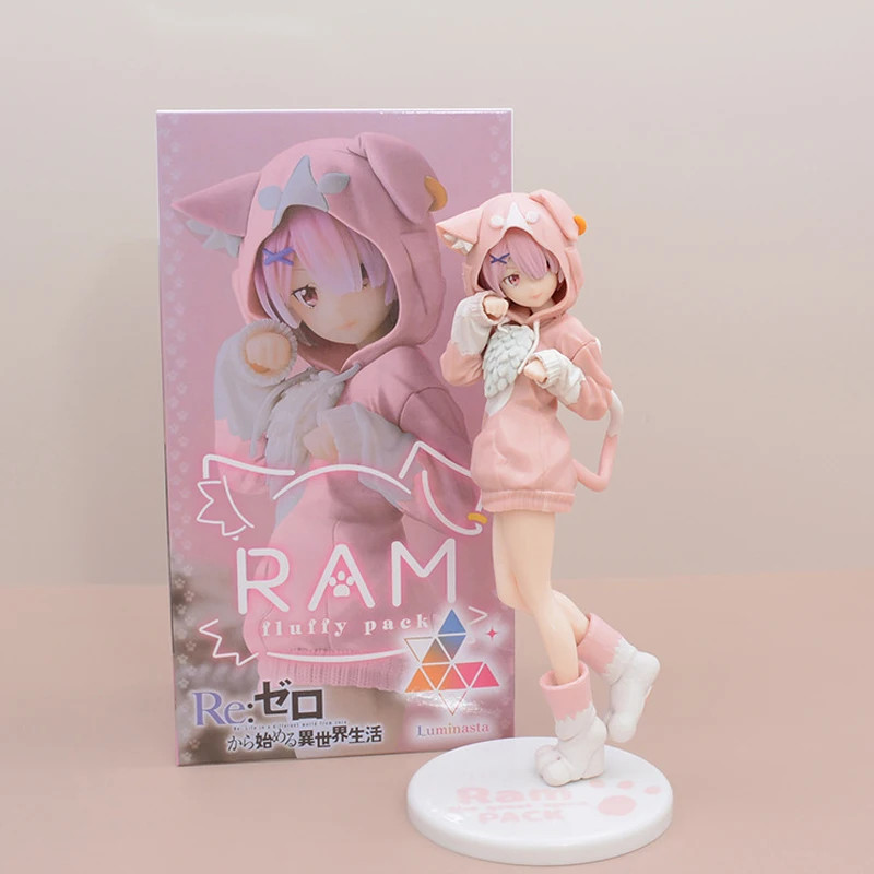 22cm Re:ZERO Ram & Rem Anime Figure Fluffy Pack PVC Collectible Toy Gift