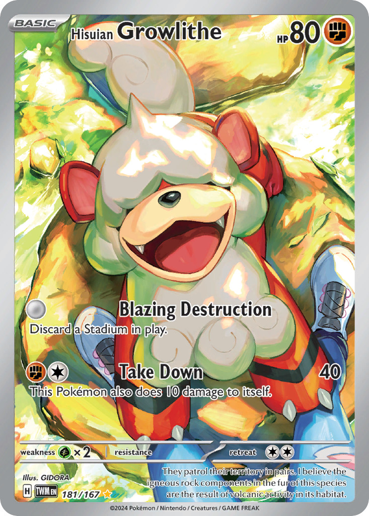 Pokemon Hisuian Growlithe 181/167 Holo Illustration Rare Twilight Masquerade NM